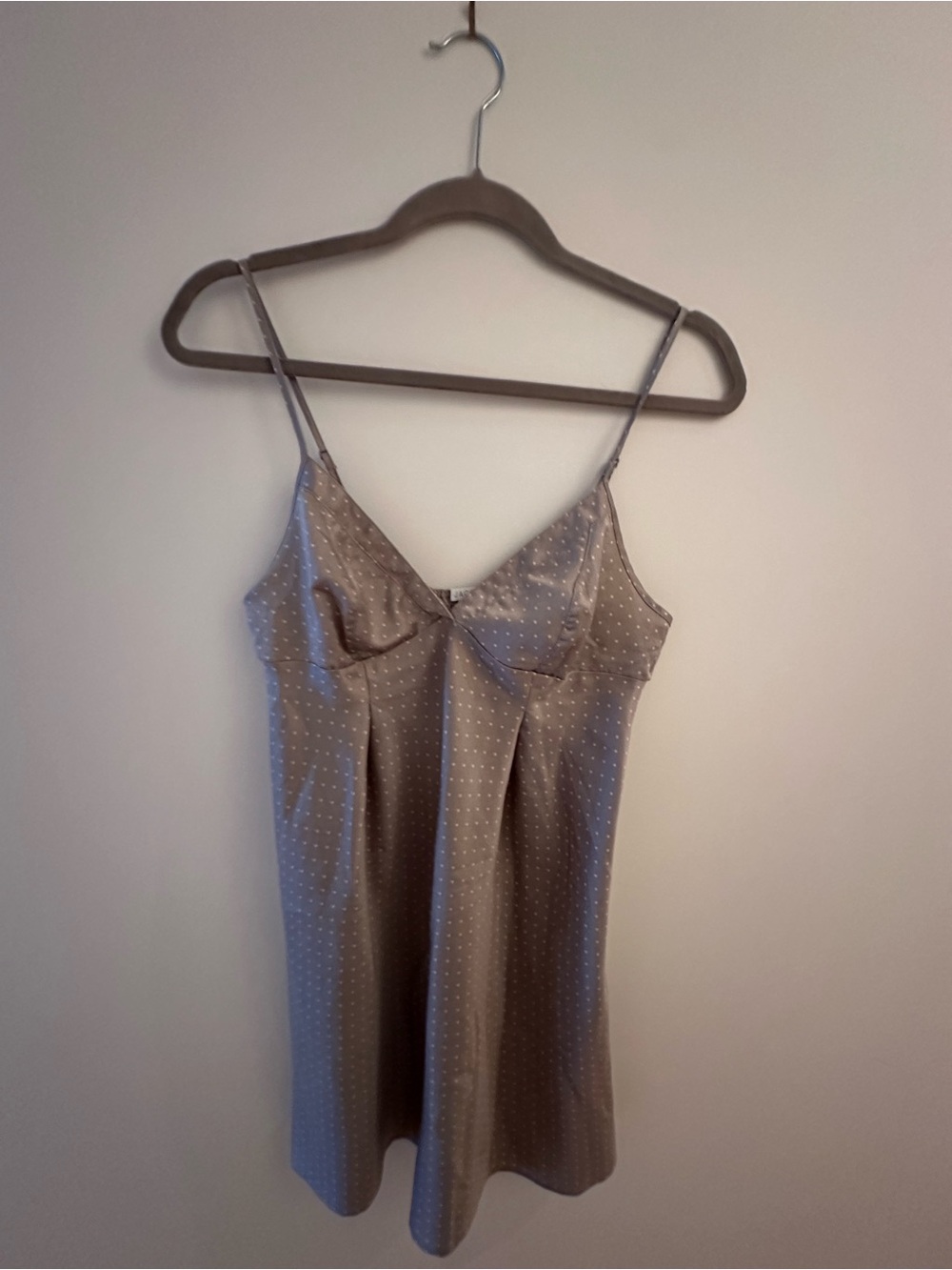 Jacob Taupe Polka Dot Satin Chemise Slip